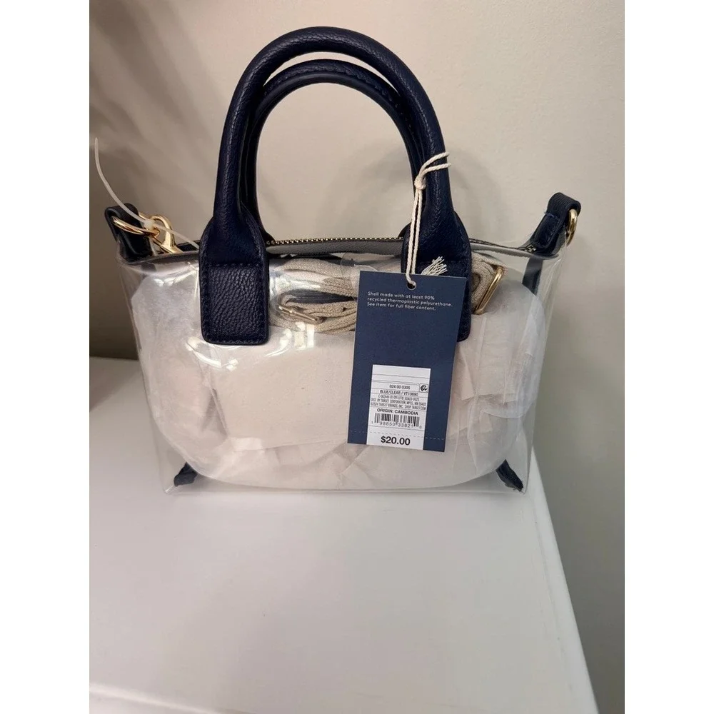 A New Day Clear Mini Satchel Bag Small Navy Blue Stadium Approved Crossbody NWT